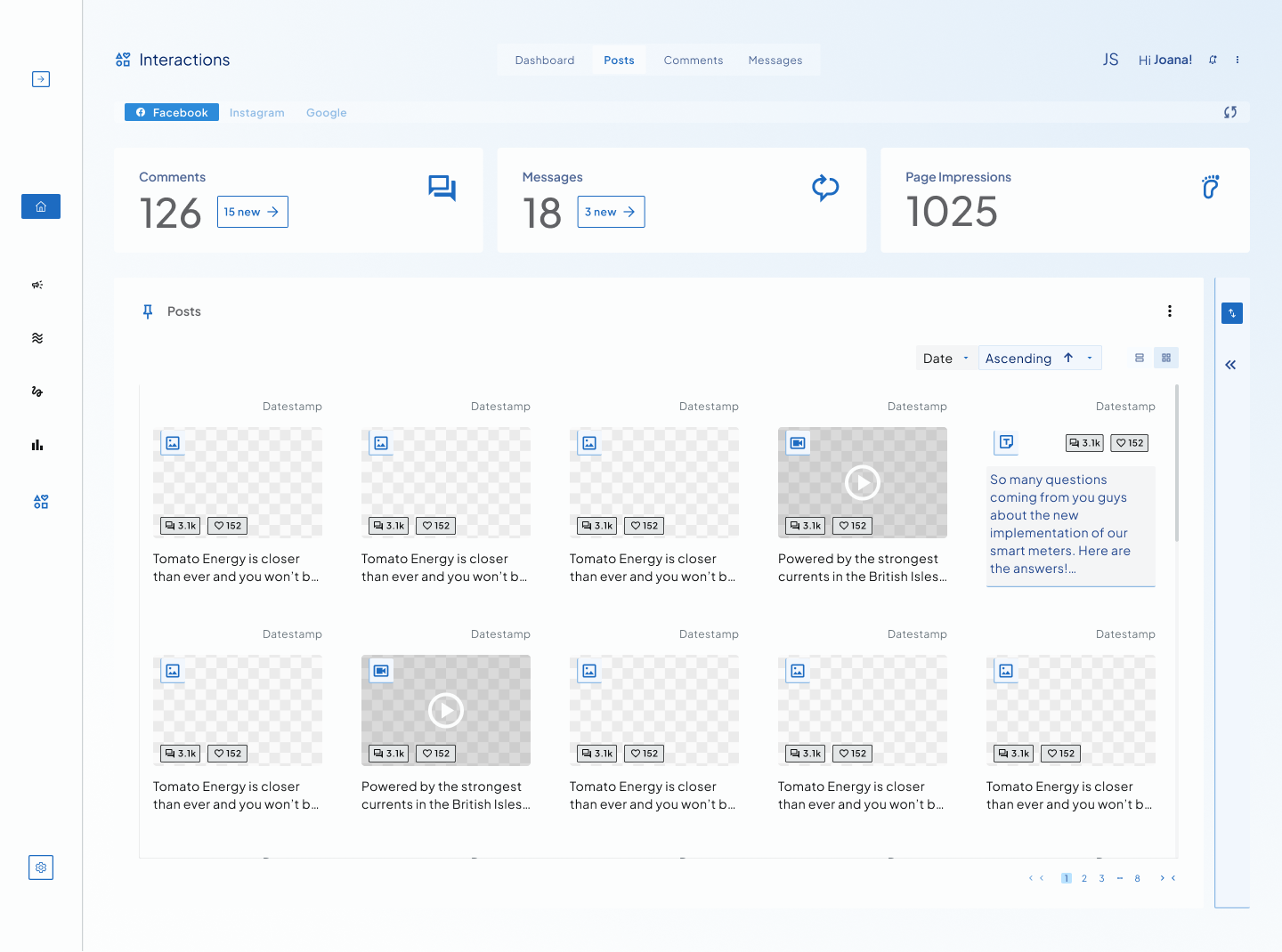 High-fidelity UI design for social media inbox with complete interaction states